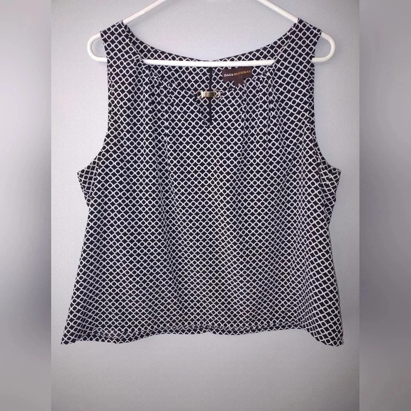 Dana Buchman women's size xl geometric print black sleeveless top office wear - Picture 1 of 7